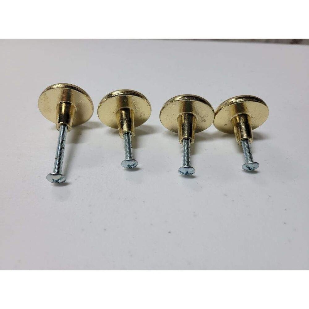 ✨ Set of 4 Gold Round Cabinet Knobs w/ Screws VTG Style Brass Look Drawer Pulls - Picture 2 of 12